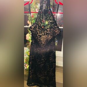 ♠️ Elegant Black Lace Halter Dress ♠️